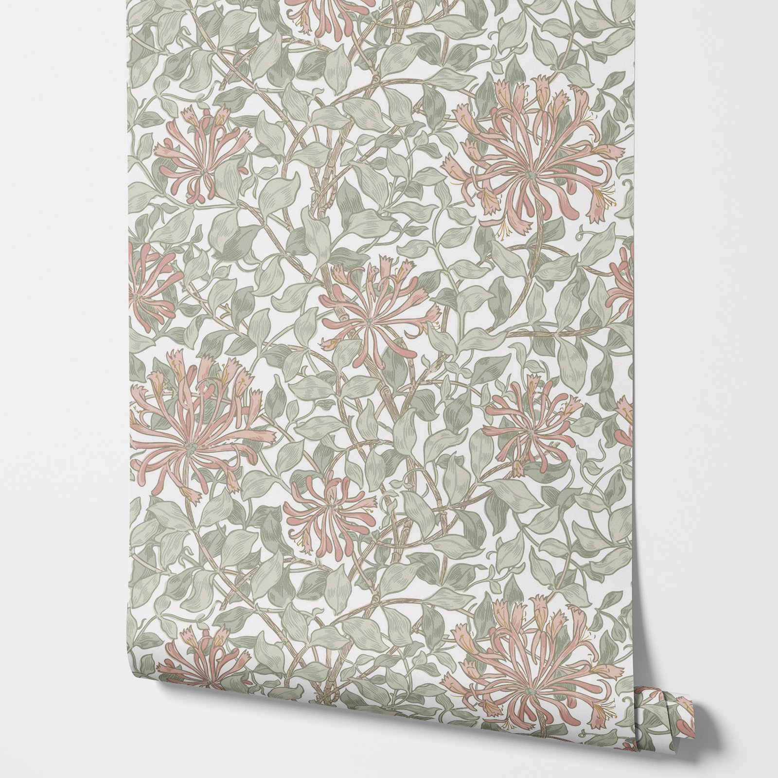 Herbal Wallpaper - William Morris Honeysuckle Maytime Non-woven Ivy/Vines