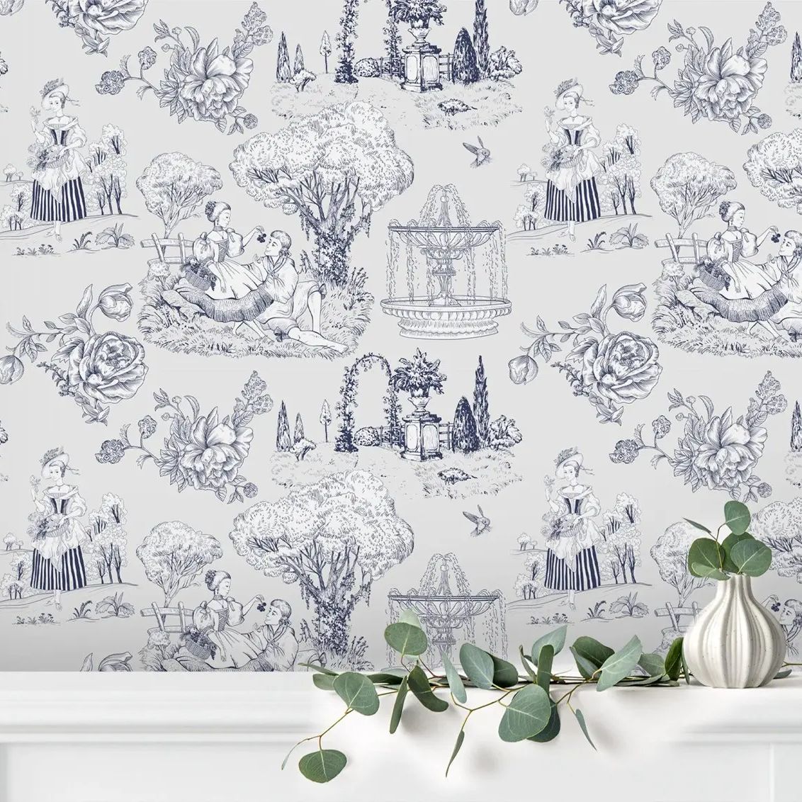 Toile De Jouy Wallpaper Classi - Herbal Wallpaper review and price