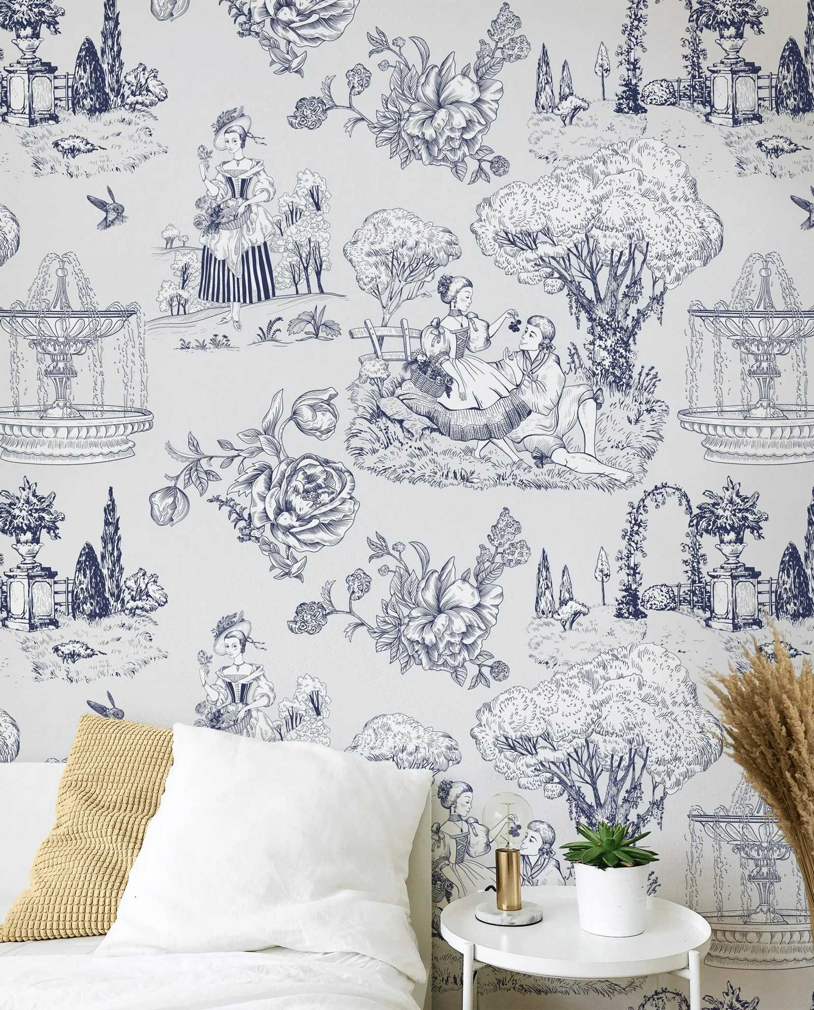 Toile De Jouy Wallpaper Classi - Herbal Wallpaper review and price