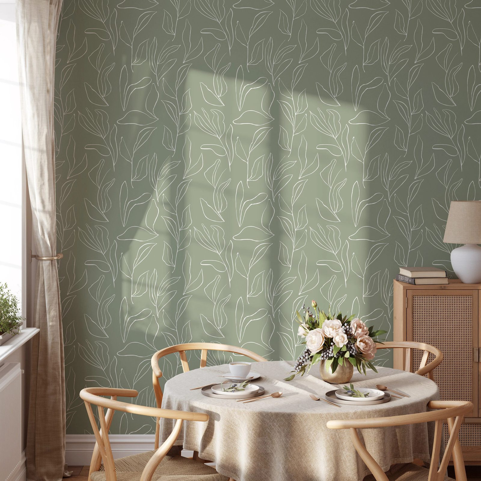 Sage Modern Leaves Peel and St - Herbal Wallpaper review and price