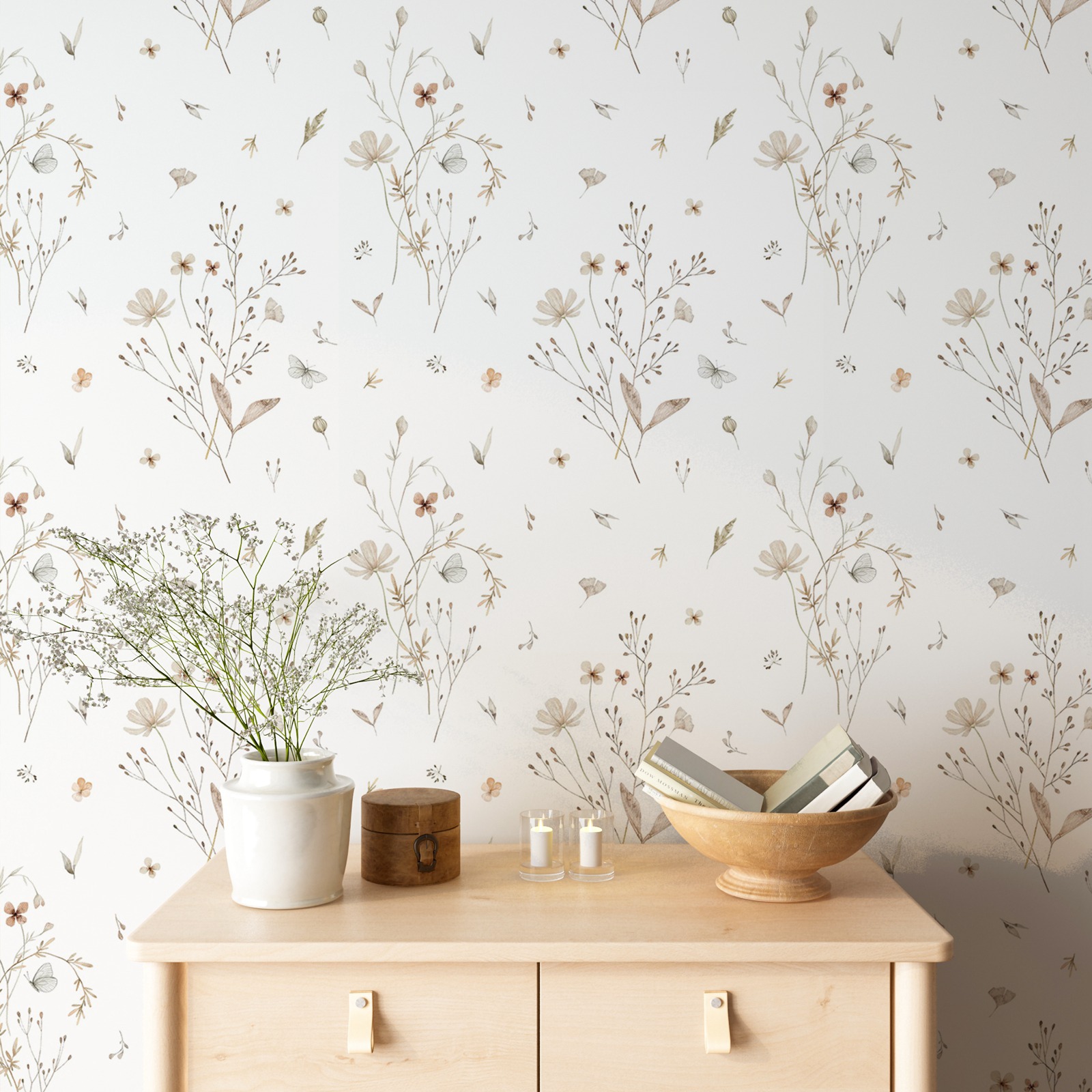 Fresh Flowers Wallpaper, Neutr - Herbal Wallpaper review and price