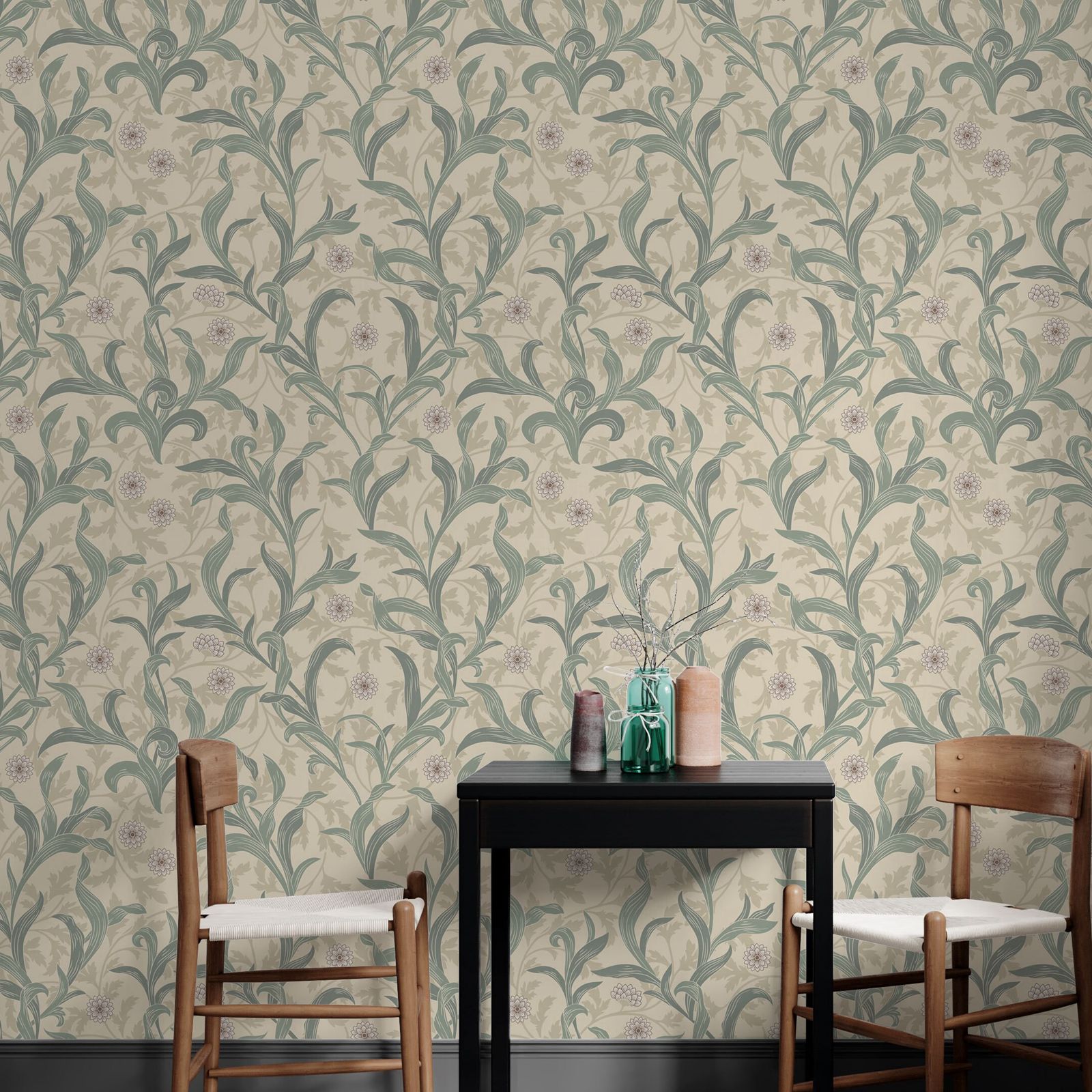Vintage Floral Leaf Wallpaper  - Herbal Wallpaper review and price