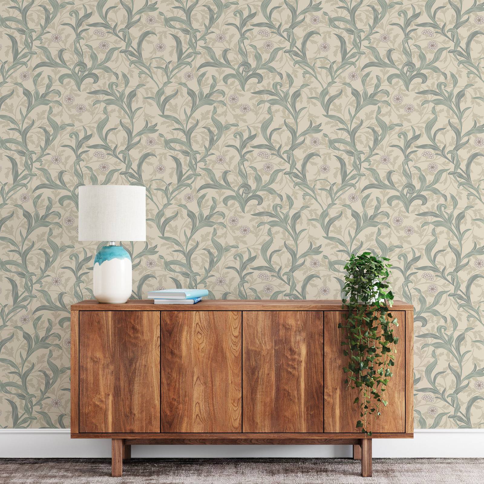 Vintage Floral Leaf Wallpaper  - Herbal Wallpaper review and price