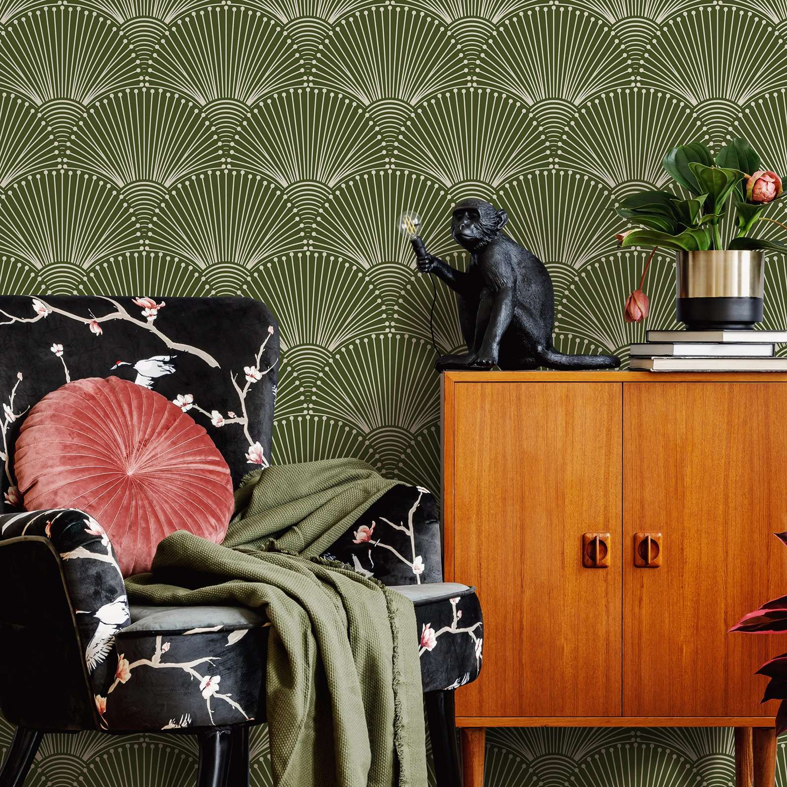 Green Modern Palms Wallpaper P - Herbal Wallpaper review and price