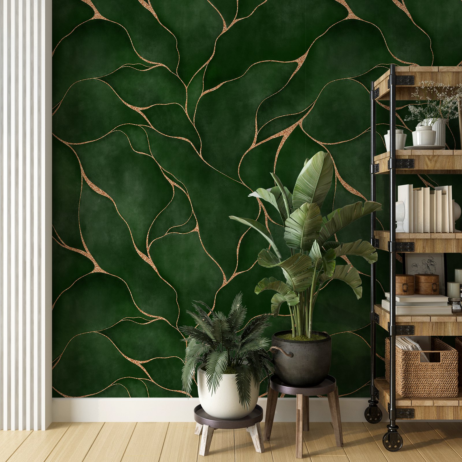 Green Watercolor Leaves Wallpa - Herbal Wallpaper review and price