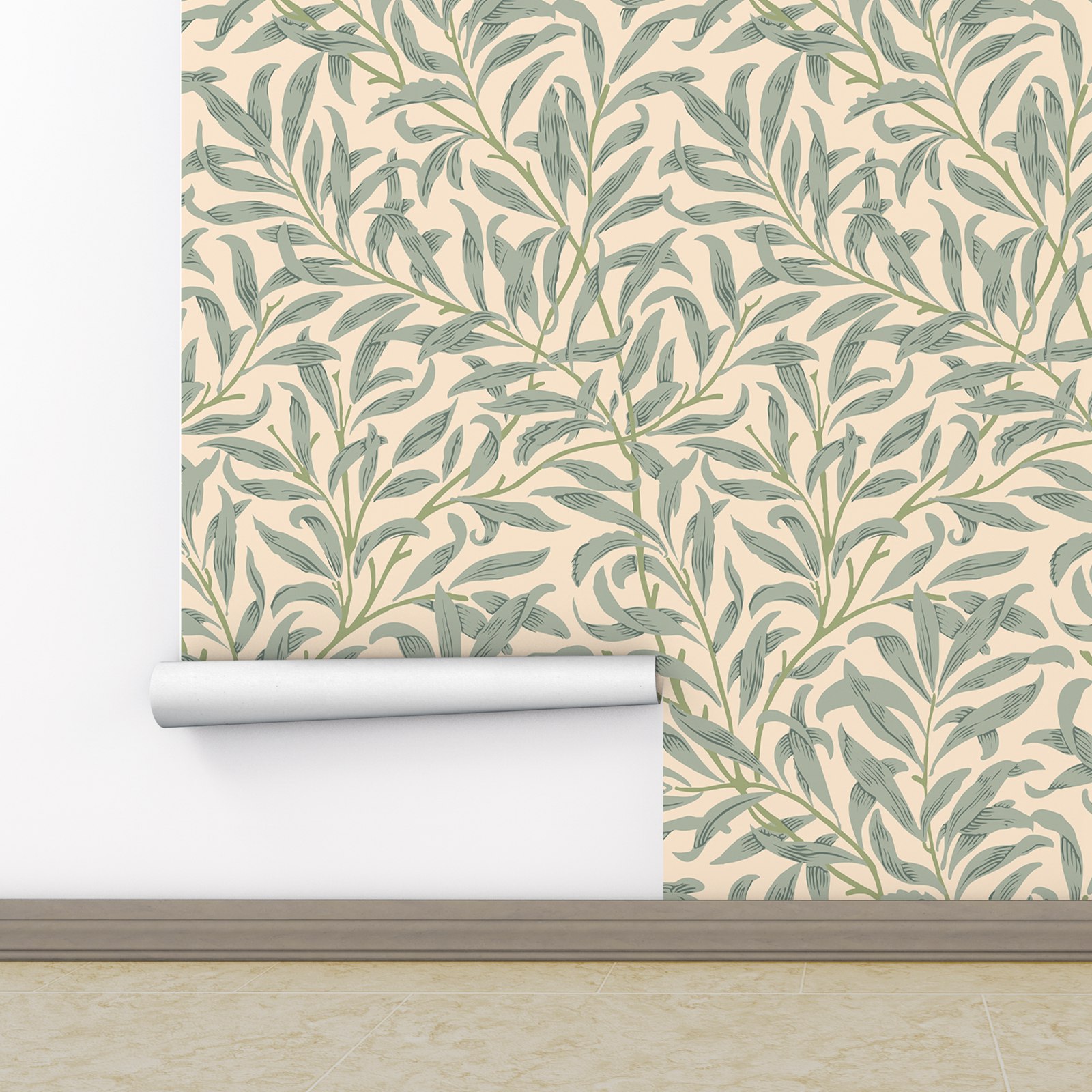 Green Leaf Wallpaper,Beige Col - Herbal Wallpaper review and price