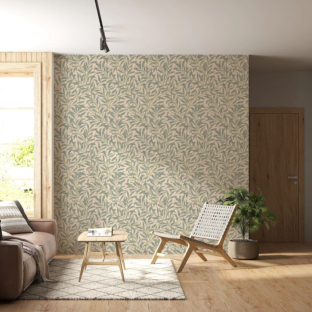 Green Leaf Wallpaper,Beige Col - Herbal Wallpaper review and price