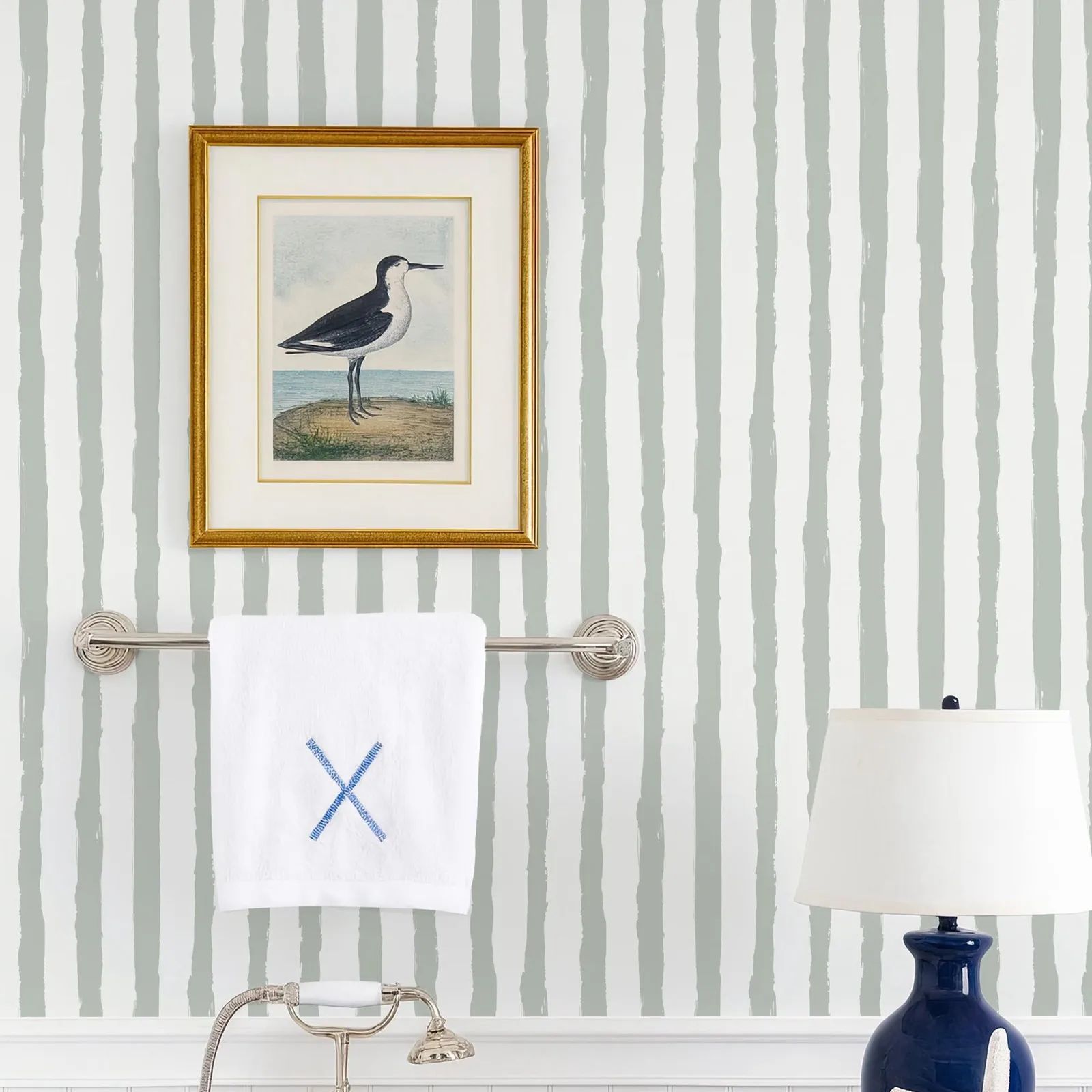 Green Sage Stripe Wallpaper, P - Herbal Wallpaper review and price
