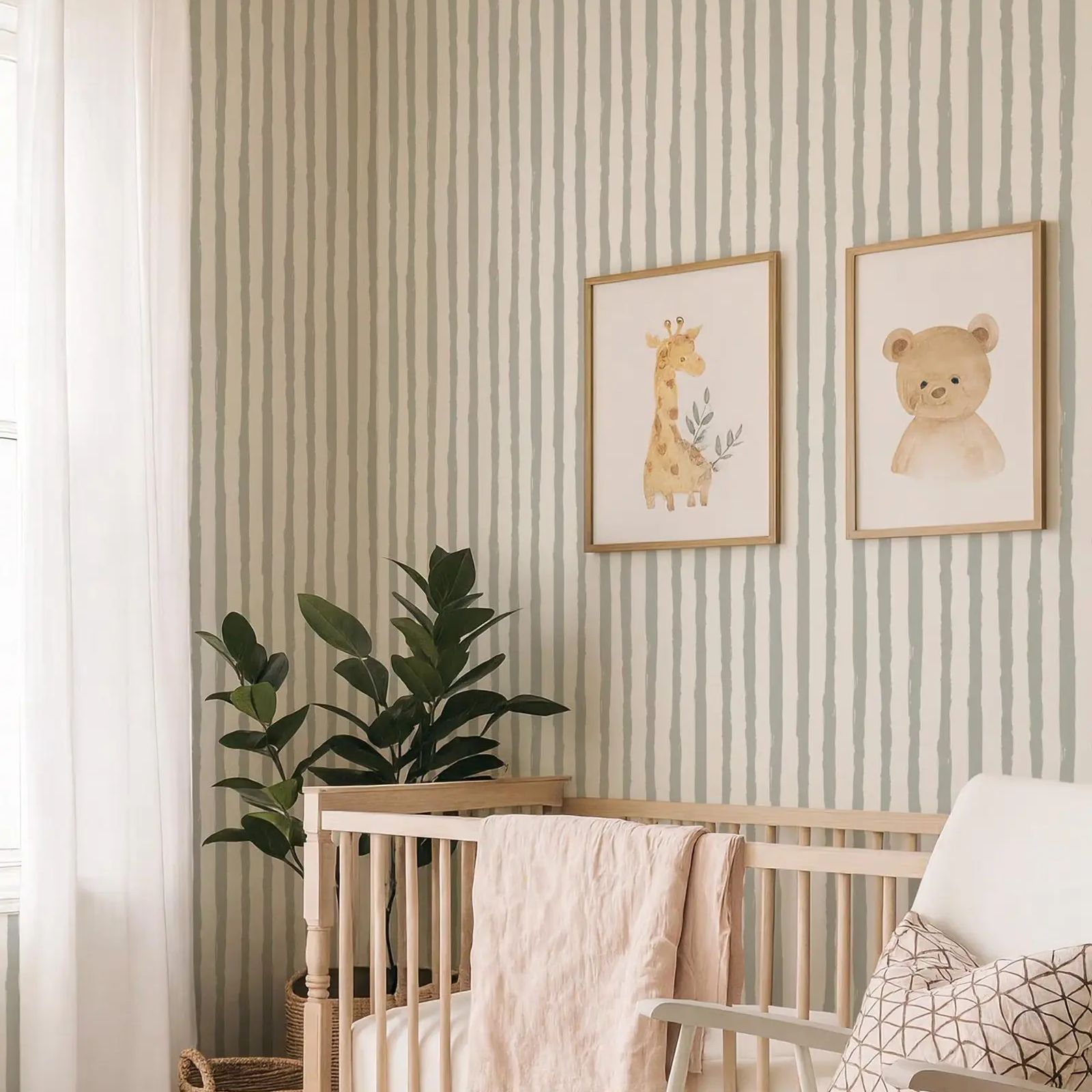 Green Sage Stripe Wallpaper, P - Herbal Wallpaper review and price