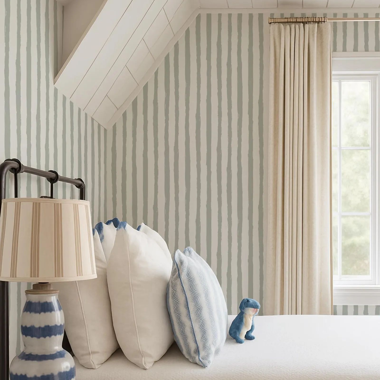 Green Sage Stripe Wallpaper, P - Herbal Wallpaper review and price