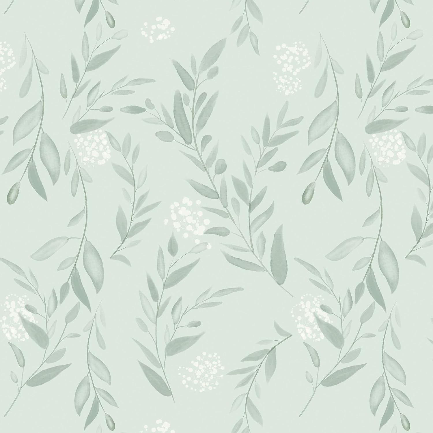 Sage Green Leaf Peel and Stick - Herbal Wallpaper review and price