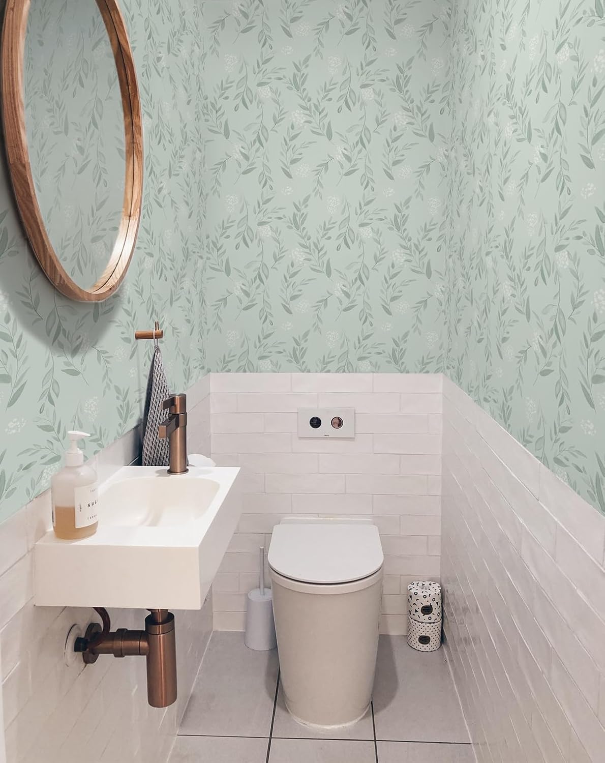 Sage Green Leaf Peel and Stick - Herbal Wallpaper review and price